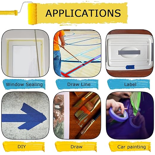 Premium Blue Painters Tapes, Masking Master Tape, No Residue & Easy Removal, Painting Tape for Painter, DIY Paper Arts & Crafts, Spraying Drywall Paint, 12PCS 1.88 Inches x 60.1 Yd Painter's Tape