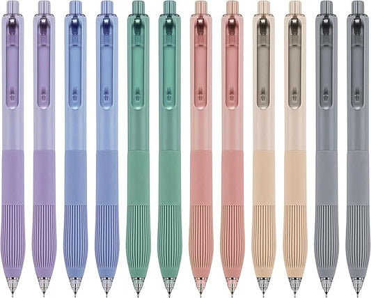 Linbsunne Gel Pens Black Ink Pens for Office 0.5mm Fine Point Pens Smooth Writing Retractable Work Pen (12-count)