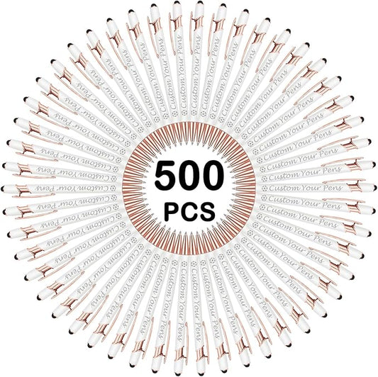 Amlion Personalized Custom Pens with Name Engraved Logo Text,500 Customized Writing Stylus Pen Promotional Item Gift for Men Women Office Business Wedding-White