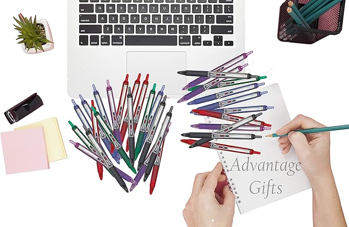 Precise V5 RT Retractable Rolling Ball Pens, Extra Fine Point (.5mm), Purple Ink, 3-pk; Premium Comfort Grip, Bundle with Plastic Reusable Pouch