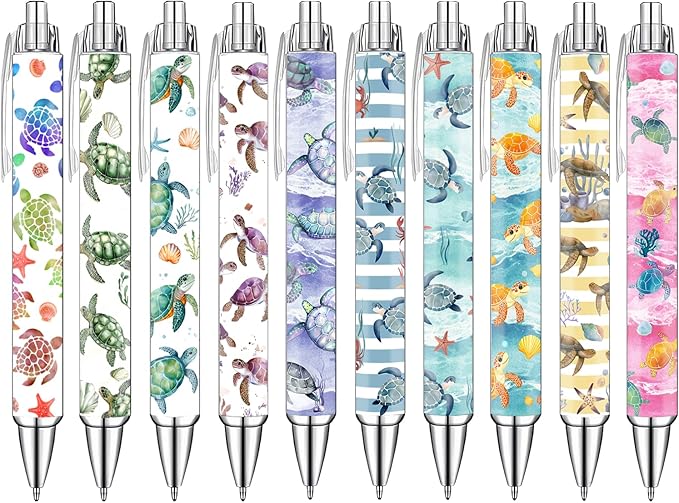 Cute Turtle Pens Set – Adorable Sea Turtle Gel Ink Pens for Kids, Students, and Teachers – Fun Ocean Animal Stationery for School, Office, or Gifts – Thanksgiving Christmas New Year Gifts, 10 Pack