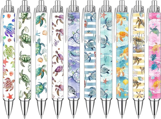 Cute Turtle Pens Set – Adorable Sea Turtle Gel Ink Pens for Kids, Students, and Teachers – Fun Ocean Animal Stationery for School, Office, or Gifts – Thanksgiving Christmas New Year Gifts, 10 Pack