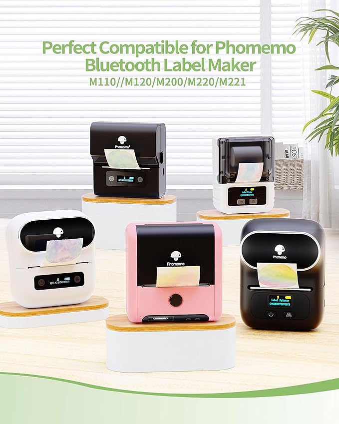 Memoqueen 2 Inch Flower Rainbow Round Thermal Labels Compatible with Phomemo M110/M221/M220/M120/M200/M110S Label Makers,Color Circle Labels for Gift,Business,Mailing,School,140Labels/Roll