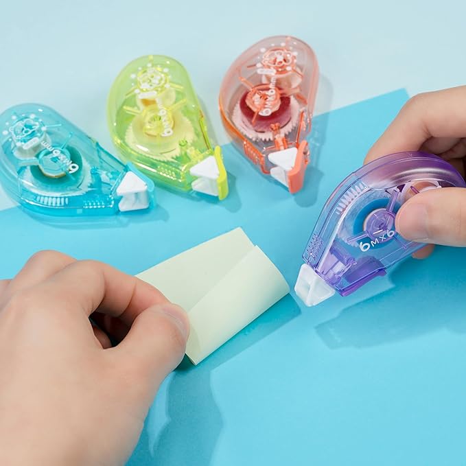 Double Sided Tape Roller, 4 Pack 19.69Ft (6M) Glue Tape for Crafts, Scrapbooking, Journaling, Office & School, Scrapbook Supplies (4)