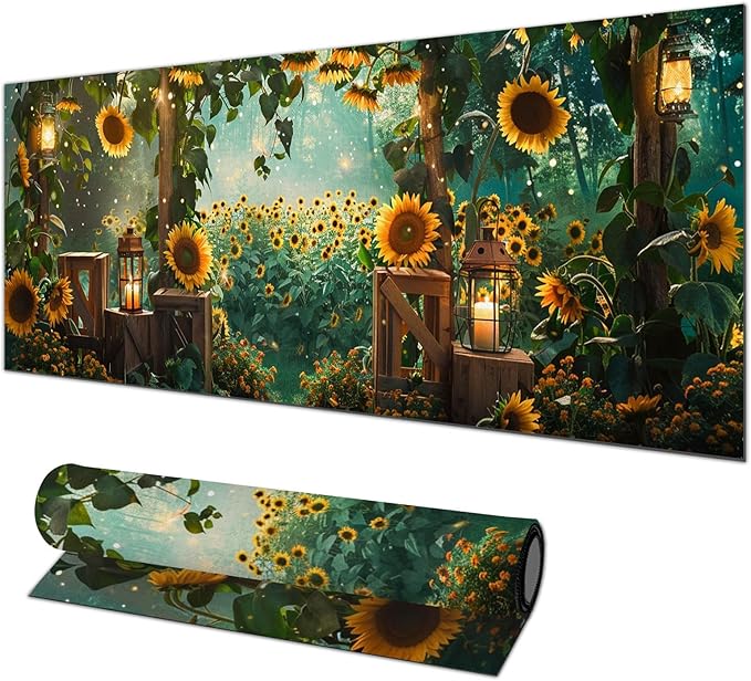 Mouse Pad 31.5 x 11.8 Inch XL Large Desk Mat Sunflower Extended Keyboard Pad Non Slip Computer Mat Waterproof Gaming Mouse Pad Nature Style Mousepad Desk Accessories for Home Office Setup