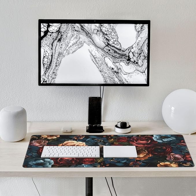 35.4 x 15.7 in, Waterproof XXL Large Mouse Pad for Desk, Extended Keyboard Mouse Mat for Computer Office, Big Laptop Mouse pad, Gaming Pc-Vintage Chic Rose Flowers