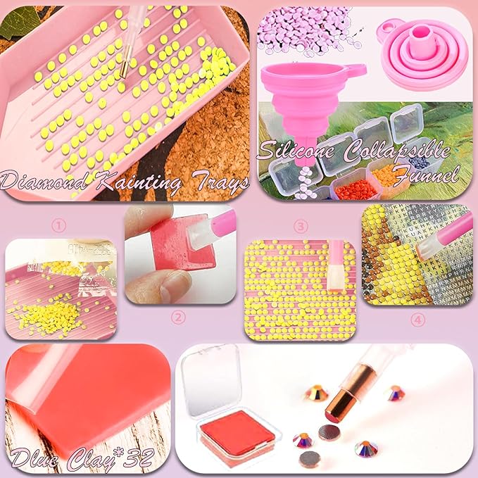 NLXCXUCY 244Pcs Diamond Art Accessories Kit All-Inclusive Diamond Painting Tool Set with A3 Diamond Painting Light Pad,Diamond Art Sealer Glue, Diamond Correction Pens, Storage Box for DIY Craft
