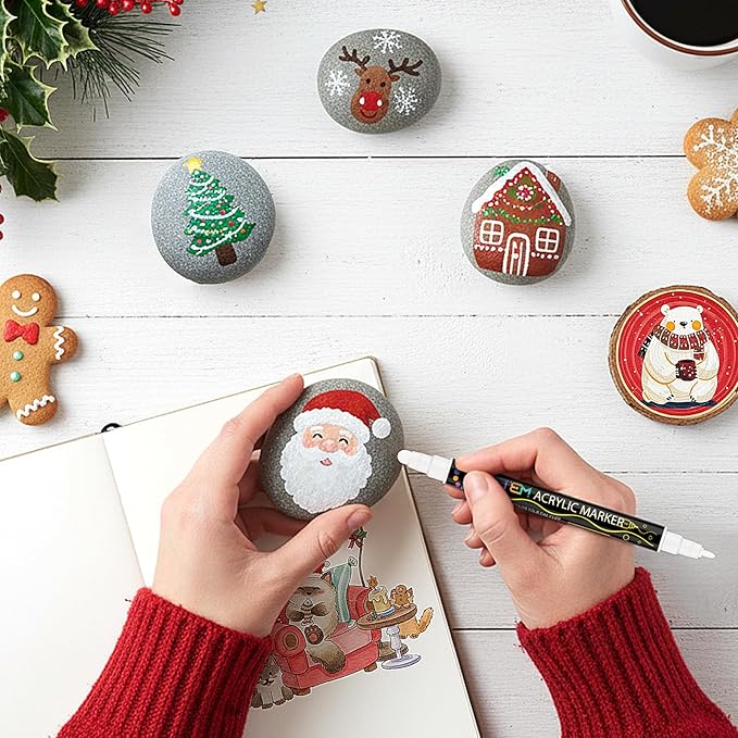 Betem 36 Colors Dual Tip Acrylic Paint Pens Markers, Premium Acrylic Paint Markers Stocking Stuffers for Rock, Wood, Fabric, Glass, Canvas, Ceramic, Christmas Gifts for Teens DIY Crafts Art Supplies