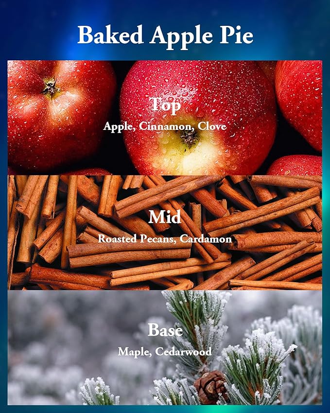 M&SENSE Christmas Candles Baked Apple Pie Scented, Soy Wax 12.7oz 75 Hours Long Lasting Clean Burn, 2 Wick Cinnamon Apple Winter Holiday Candles for Home Decor, Luxury Relaxing Candle Gifts for Women