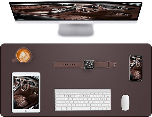 Leather Desk Pad Blotter,Mouse Pad,Office Desk Mat, Non-Slip PU Leather Desk mat,Large Desk mat,Waterproof Keyboard mat for Office/Home/Decor (Coffee,35" x 17")