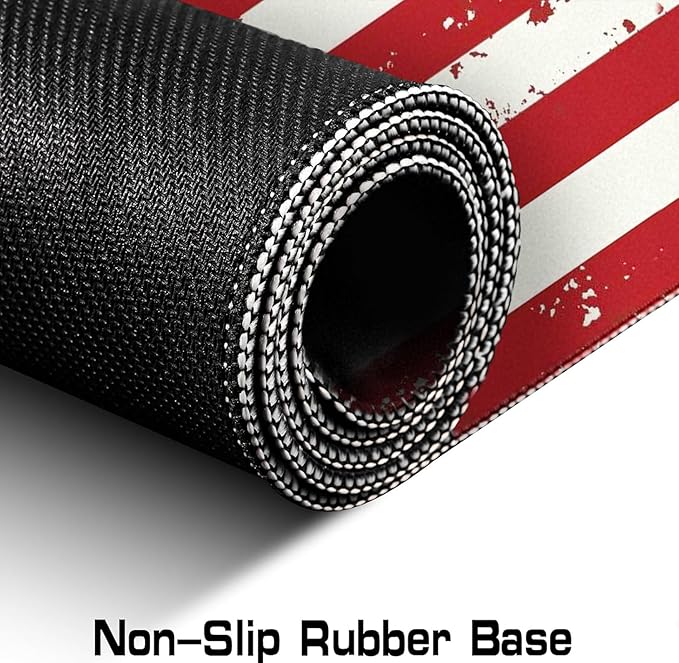 Large Gaming Mouse Pad with American Flag, XXL Laptop Mouse and Keyboard Pad, 35.4 x 15.7-Inch Office Desk Decoration