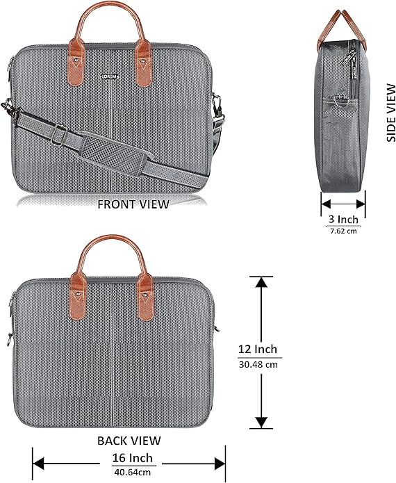 LOREM Leather Messenger Shoulder Bag Travel Crossbody Purse Briefcase Business Bag for 12Inch Laptop