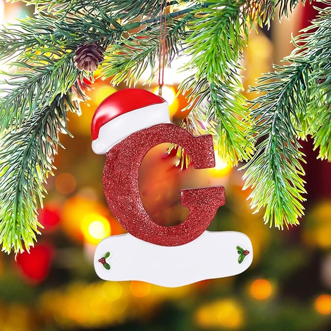 Personalized 26 Letters Ornaments for Christmas Tree 2025, Custom Christmas Ornament with Family Member's Names 3D Resin Xmas Hanging Pendant Original Gifts for Family Friends(G)