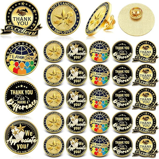 Lyrow 50 Pcs Outstanding Employee of The Month Lapel Pin Excellence Plated Enamel Reward Pin Team Gifts for Employees (Multicolor)