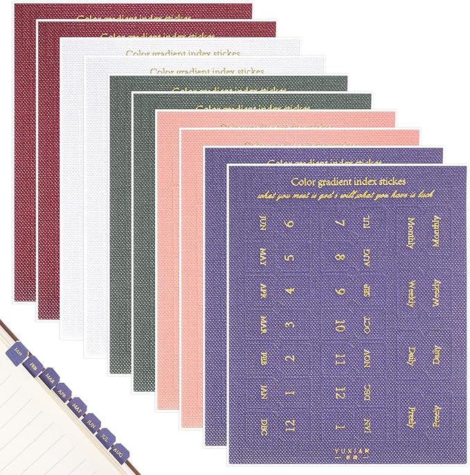 10 Sheet Month Tabs for Planner, Colorful Self-Adhesive Planner Monthly Tabs, Notebook Index Tabs for Planners Office Study Journal Notebook Agendas Organizers Office Supplies