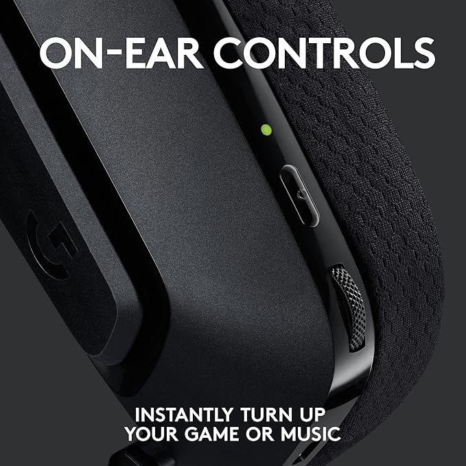 Logitech G535 LIGHTSPEED Wireless Gaming Headset - Lightweight on-ear headphones, flip to mute mic, stereo, USB rechargeable - Black