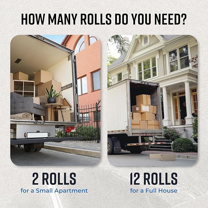 Bryco Goods Heavy Duty Packing and Moving Tape with Dispenser for Shipping and Moving Boxes, 1.88-inch x 22.2 yd, Clear, 6 Tape Rolls with Dispensers