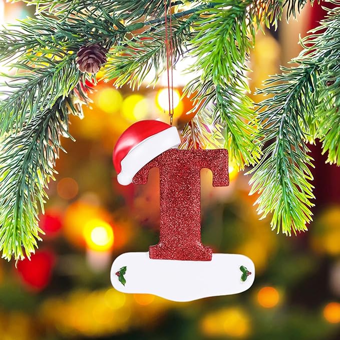 Personalized 26 Letters Ornaments for Christmas Tree 2025, Custom Christmas Ornament with Family Member's Names 3D Resin Xmas Hanging Pendant Original Gifts for Family Friends(T)
