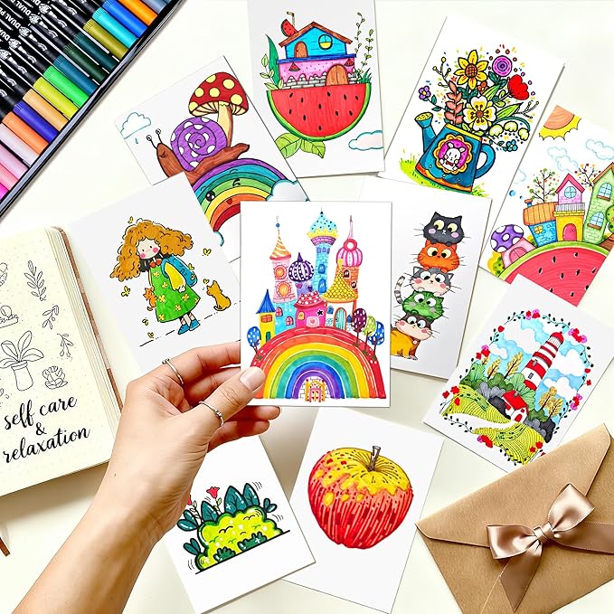 TBC The Best Crafts Dual Markers Brush Pens Set, 120 Art Markers Christmas Gifts for Adult Book Cards Drawing Craft Kit Teacher Office Supplies (120 Colors)