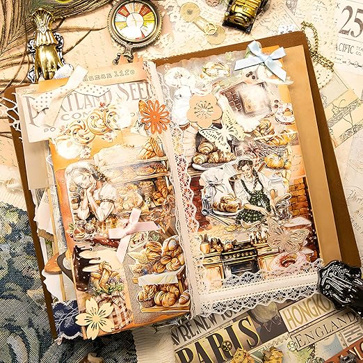 Snycler Pre-Cut Oatmeal Rhyme Themed PET Washi Tapes - Vintage Aesthetic Tape Stickers for Journaling, Scrapbooking, Junk Journals, Crafts, Planners - 4 Rolls