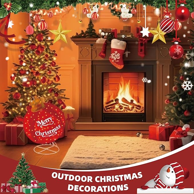 Lighted Pop-Up Christmas Ball with 180 LEDs & 8 Light Functions, Holiday Yard Decor，Outdoor Christmas Decorations