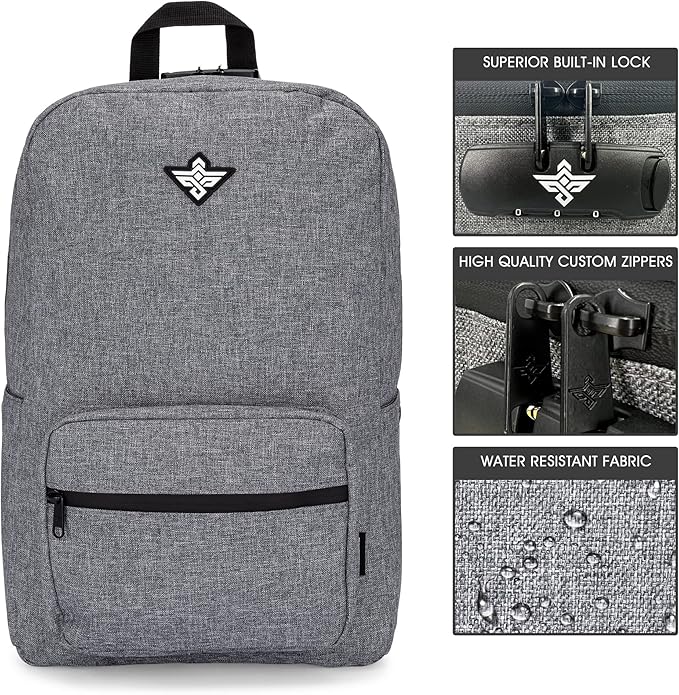 Legend Laptop Backpack with Anti Theft Combination Lock Weather Resistant (Gray)