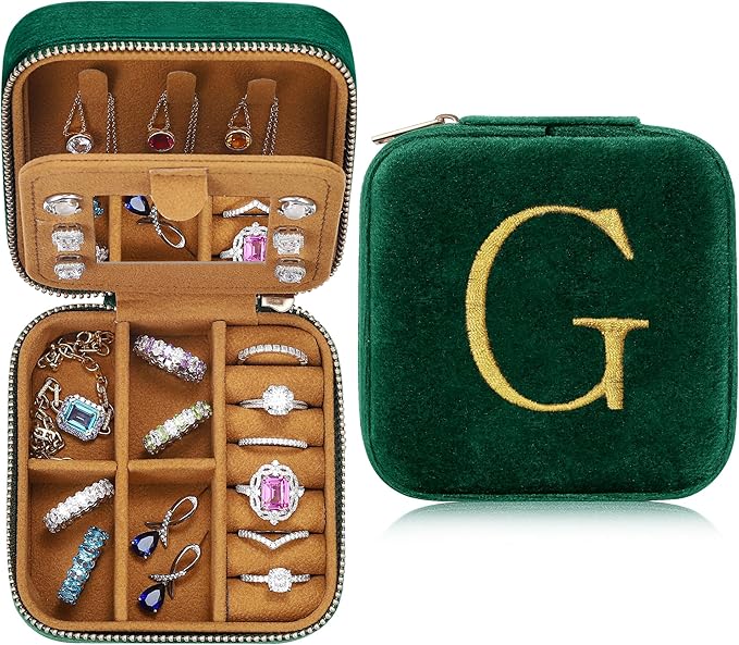 Parima Graduation Gifts for Her - 2025 Graduation Gifts for Her, College Graduation Gifts, High School Graduation Gifts, Graduation Gifts for Teen Girls, Personalized Jewelry Case - Letter G, Green