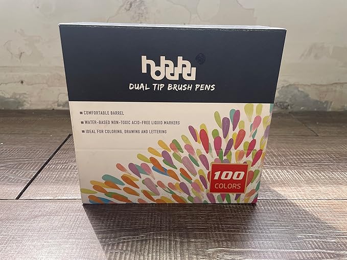hhhouu 100 Colors Fine Tip Markers Dual Tip Brush Pens Art Markers Set for Adult Coloring Drawing Bullet Journals Planners Hand Lettering Calligraphy HO-100B