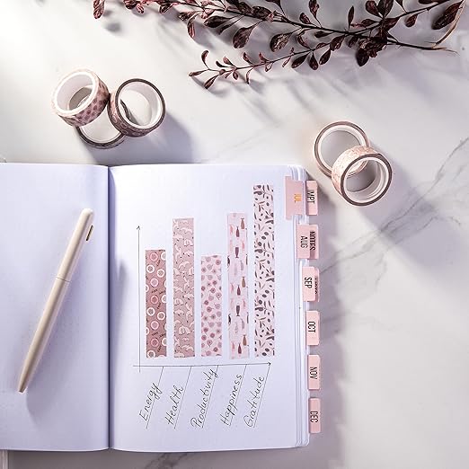 DIVERSEBEE Pastel Washi Tape Set, 5 Rolls Decorative Scrapbook Tape, Cute Craft Tape, Scrapbooking Bullet Journal Supplies, Bible Journaling, Planner Accessories, Gift Wrap Tape (Nature)