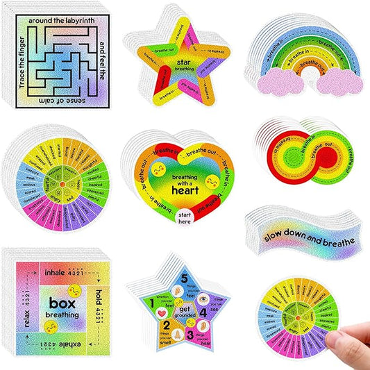 Libima 72 Pieces Anxiety Sensory Stickers Anxiety Textured Stickers Fidget Stickers Mindfulness Sticker School Counselor Supplies Adult Sensory Items Anxiety Relief, 9 Styles(Cute Color)