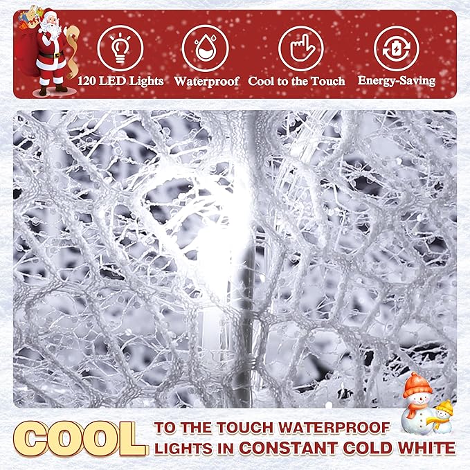 BlueWish 6FT Pre-Lit Freestanding Lamp Post for Christmas Decorations Outdoor, White Post Lamp with Removable Decorative Bow, Lighted Post Christmas Decoration with 120 LED Lights for Yard, Patio