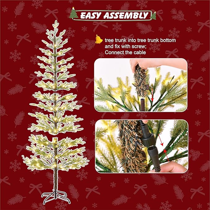 Lightshare 7.5FT 180L Warm White Pine Needle Christmas Tree with Ornaments, Remote & Dimmable Transformer