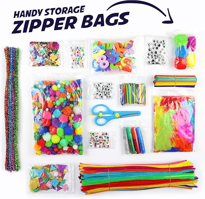 Mega Arts and Crafts Supplies Kit for kids - Boys and Girls age 4 5 6 7 8 years old - Toddler Art Set Activity Materials Bag - Great for Preschool, kindergarten, and Homeschool DIY Crafting Projects