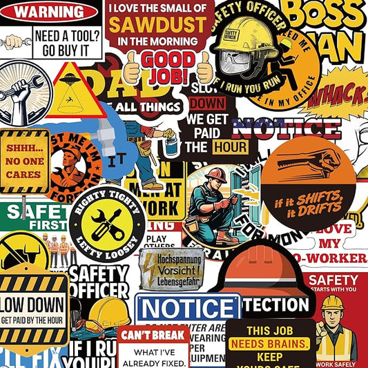 250+ Hard Hat Stickers for Adults - Funny Sticker Book for Water Bottle, Helmet, Cars, Tool Box, Truck, Motorcycle, Cooler, Laptop - Blue Collar Cool Fun Hardhat Stickers Gifts for Men, Waterproof