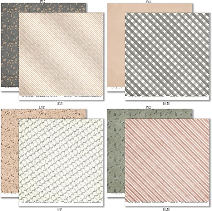 Pattern Paper Pack - Watercolor Florals - 12x12 Scrapbook Paper 12x12 Floral Scrapbook Card Making Crafting Scrapbooking - by Miss Kate Cuttables