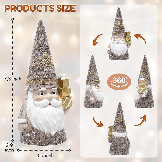Leekung Gnome Statues for Christmas Decorations- Christmas Gnomes Figurines for Tabletop Shelf Fireplace Mantle Table Decor,Winter Retro Holiday Indoor Home Decorations,Xmas New Year Gifts for Women