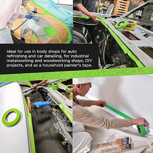 Dura-Gold Green Automotive Masking Tape 2 Inch (1.88 Inch x 55 Yards), Case of 18 Rolls - Premium High-Performance, Heat Resistant - Auto Refinish Painting, Car Detailing, Autobody, Painters Tape