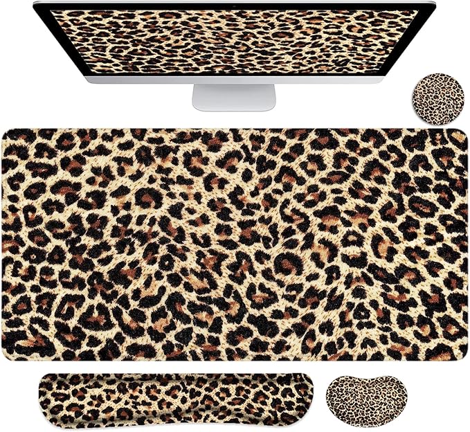 LATEEFAH Desk Mat, Mouse Pad with Wrist Rest, 4-in-1 Large Mouse Pads for Desk, Ergonomic Mouse Pad and Keyboard Wrist Rest Gaming Keyboard Mat for Office, Home