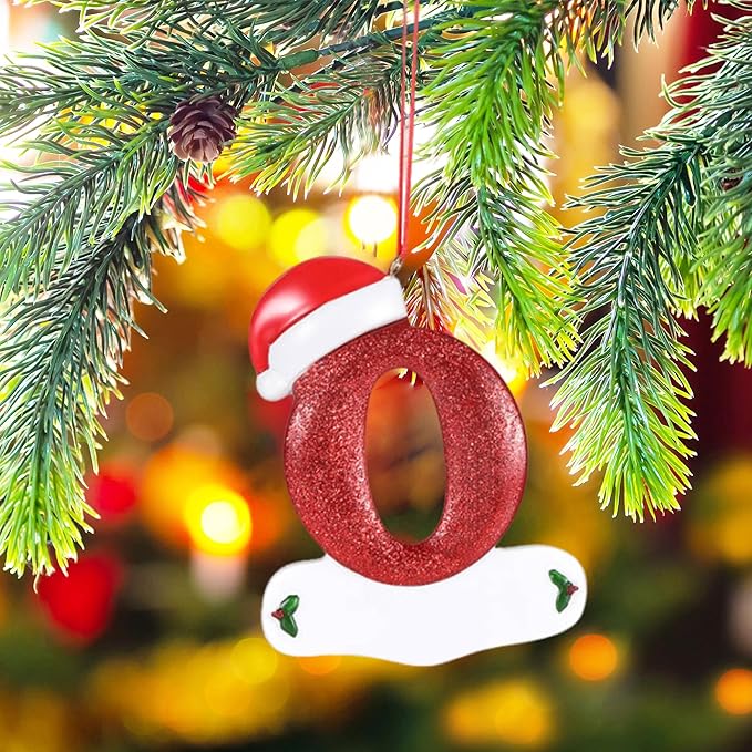 Personalized 26 Letters Ornaments for Christmas Tree 2025, Custom Christmas Ornament with Family Member's Names 3D Resin Xmas Hanging Pendant Original Gifts for Family Friends(O)