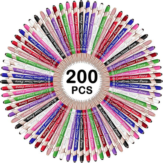 Amlion Personalized Custom Pens with Name Engraved Logo Text,200 Customized Writing Stylus Pen Promotional Item Gift for Men Women Office Business Wedding-Assorted
