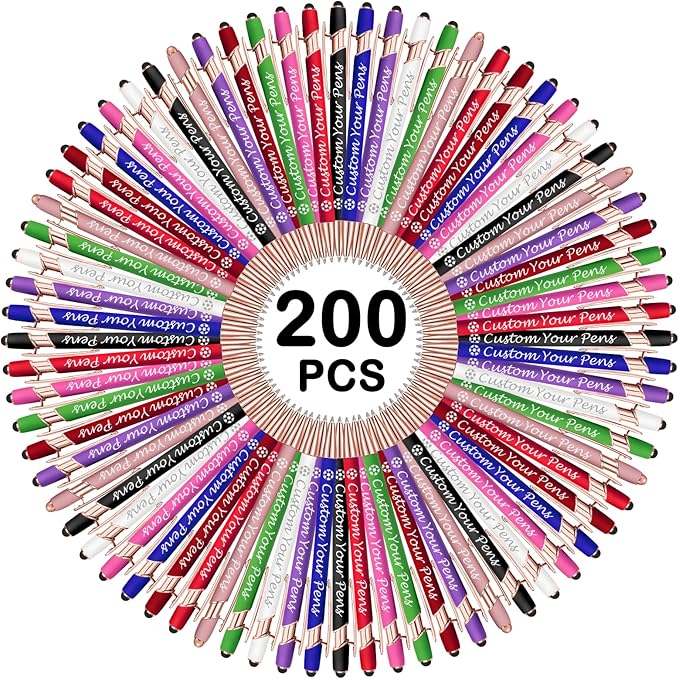 Amlion Personalized Custom Pens with Name Engraved Logo Text,500 Customized Writing Stylus Pen Promotional Item Gift for Men Women Office Business Wedding-Assorted