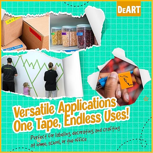 DEART Colored Masking Painters Labeling Tape Masking Tape 1 inch Color Painter Tapes for Arts & Crafts Labeling or Coding, Kids Art Supplies Color Tape Rolls, Colorful Craft Tapes