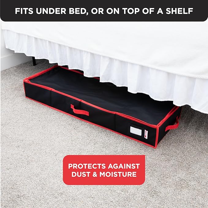 Premium Wrapping Paper Storage Container -Durable Material 600D tear-proof - Fits up to 27 Paper Rolls -Extra Pockets for Ribbons & Bows. Underbed Gift Wrap Organizer, Ideal for Holiday Christmas, etc (Black)