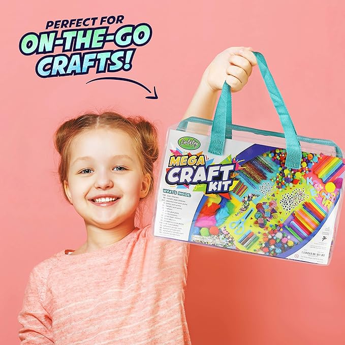 Mega Arts and Crafts Supplies Kit for kids - Boys and Girls age 4 5 6 7 8 years old - Toddler Art Set Activity Materials Bag - Great for Preschool, kindergarten, and Homeschool DIY Crafting Projects