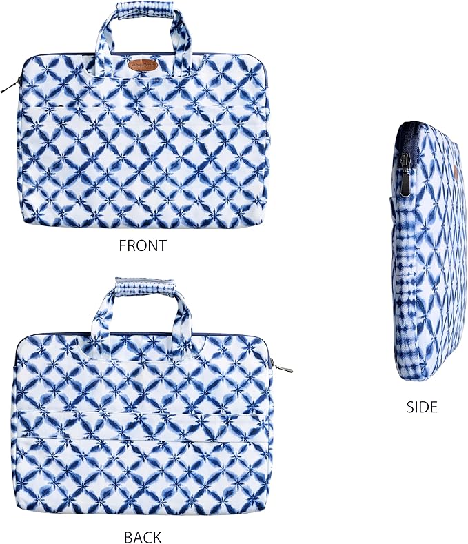 Maison d'Hermine Laptop Bag Upto 15.6 inch Stain and Water Repellent Cotton Canvas - Shibori