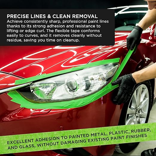 Dura-Gold Green Automotive Masking Tape 1-1/2 Inch (1.41 Inch x 55 Yards), 2 Rolls - Premium High-Performance, Heat Resistant - Auto Refinish Painting, Car Detailing, Autobody Industrial Painters Tape