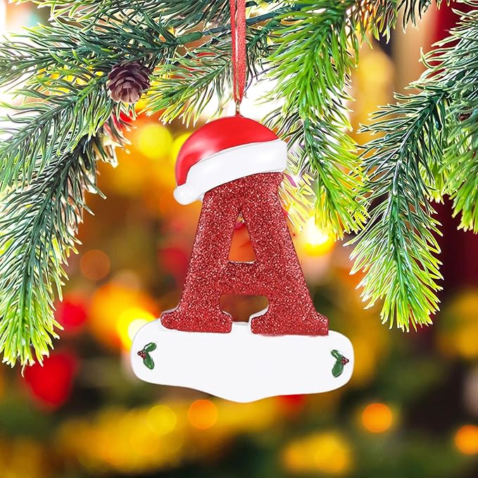 Personalized 26 Letters Ornaments for Christmas Tree 2025, Custom Christmas Ornament with Family Member's Names 3D Resin Xmas Hanging Pendant Original Gifts for Family Friends（A