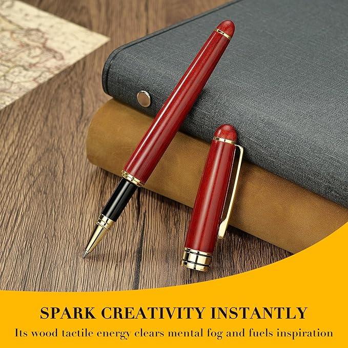 BEILUNER Luxury Wood Ballpoint Pen Writing Set,Rosewood-Elegant Fancy Nice Gift Pen Set for Signature Executive Business Office Fancy Nice Supplies - Christmas Gift Boxed with Extra Refills (Black)