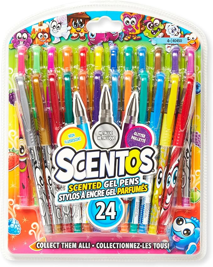 Scentos Scented Gel Pens for Kids - Assorted Colorful Pens - Fine Point Gel Pen Set - For Ages 3 and Up - 24 Count