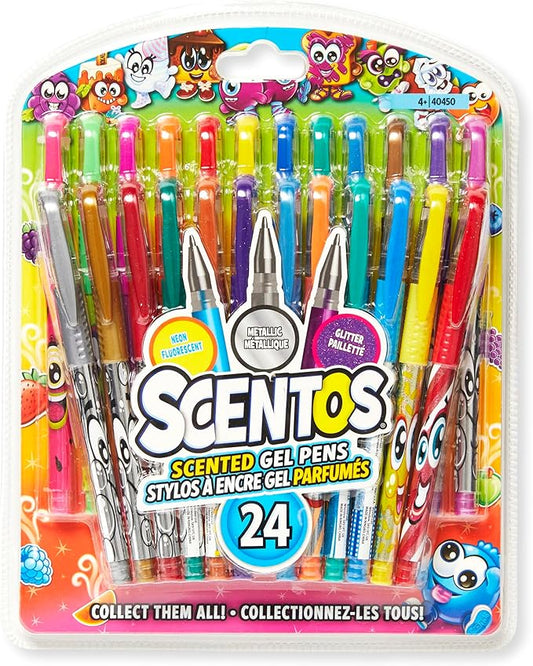 Scentos Scented Gel Pens for Kids - Assorted Colorful Pens - Fine Point Gel Pen Set - For Ages 3 and Up - 24 Count